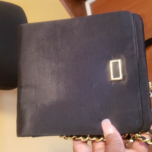 Vintage Black Satin Shoulder Handbag - Picture 3 of 6